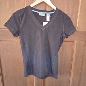 Liz Claiborne Women's Top Blouse Stretch V Neck Short Sleeve Size M Brown New